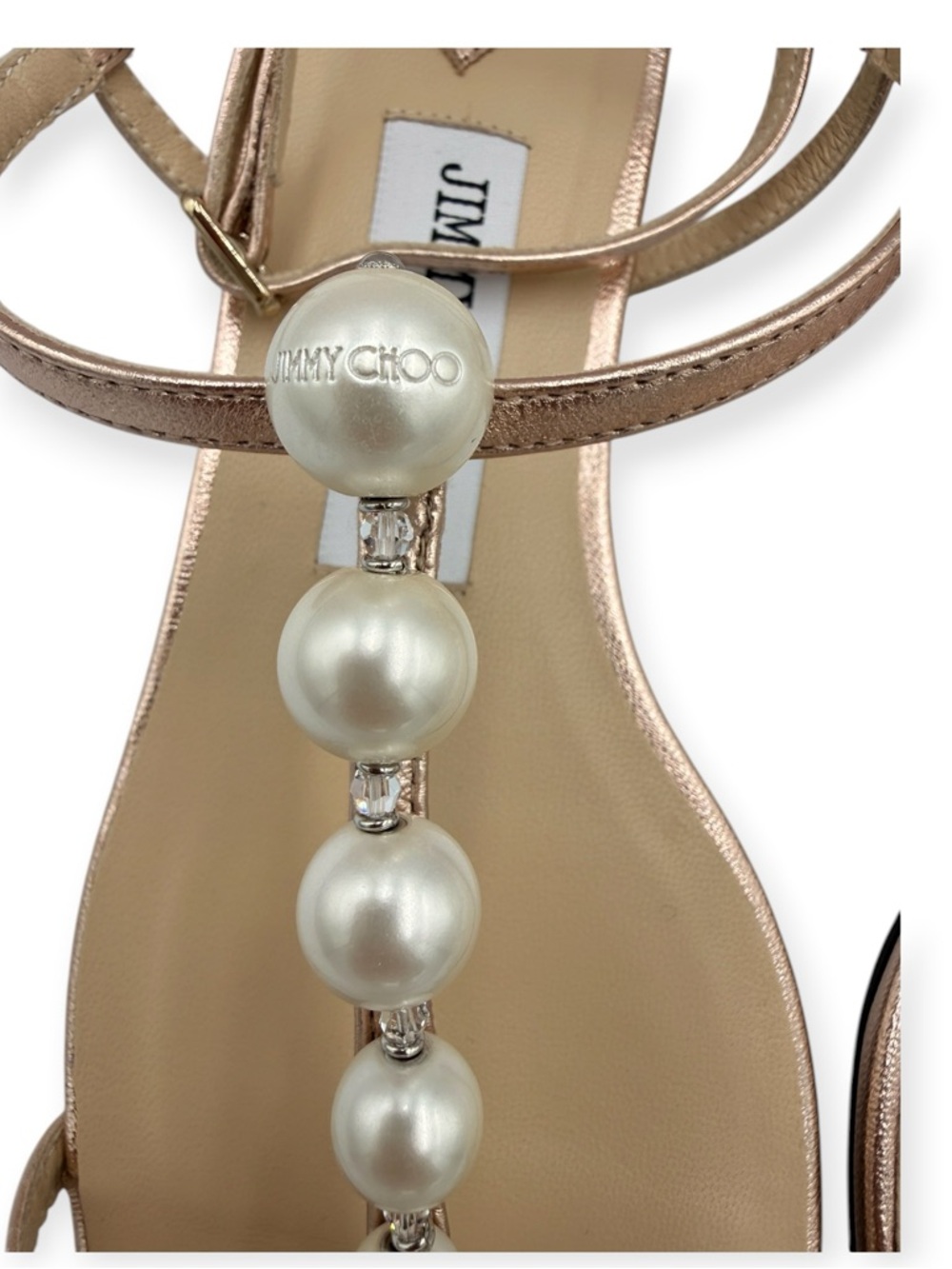 Jimmy Choo Amari Pearl Embellished Sandals Ballet Pink Size 37 NIB - Picture 6 of 15
